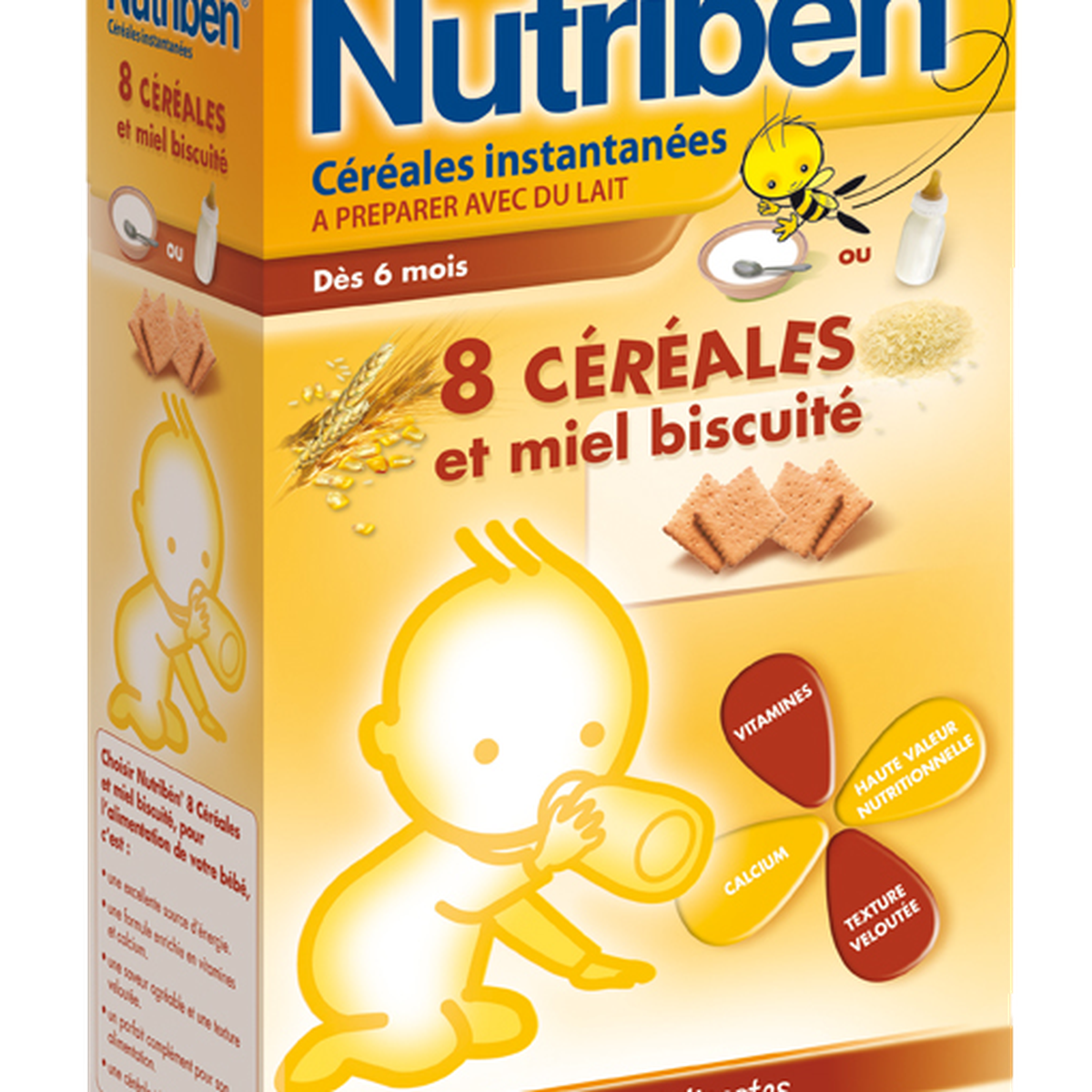 Bột ngũ cốc mật ong, hương bích quy Nutriben 300g 6T - mặt trước