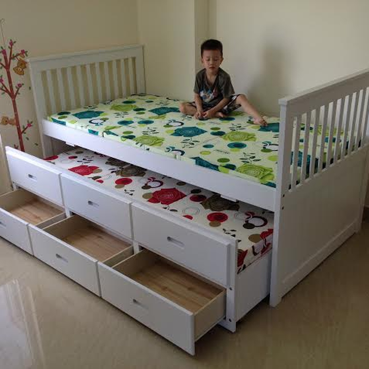 Giường hộp 2 tầng có ngăn kéo Acme GT10W, hàng xuất khẩu Châu Âu - mặt sau