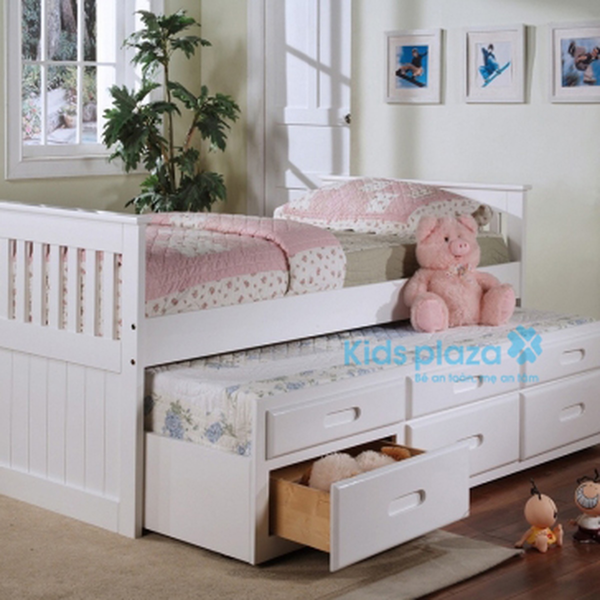Giường hộp 2 tầng có ngăn kéo Acme GT10W, hàng xuất khẩu Châu Âu - mặt trái