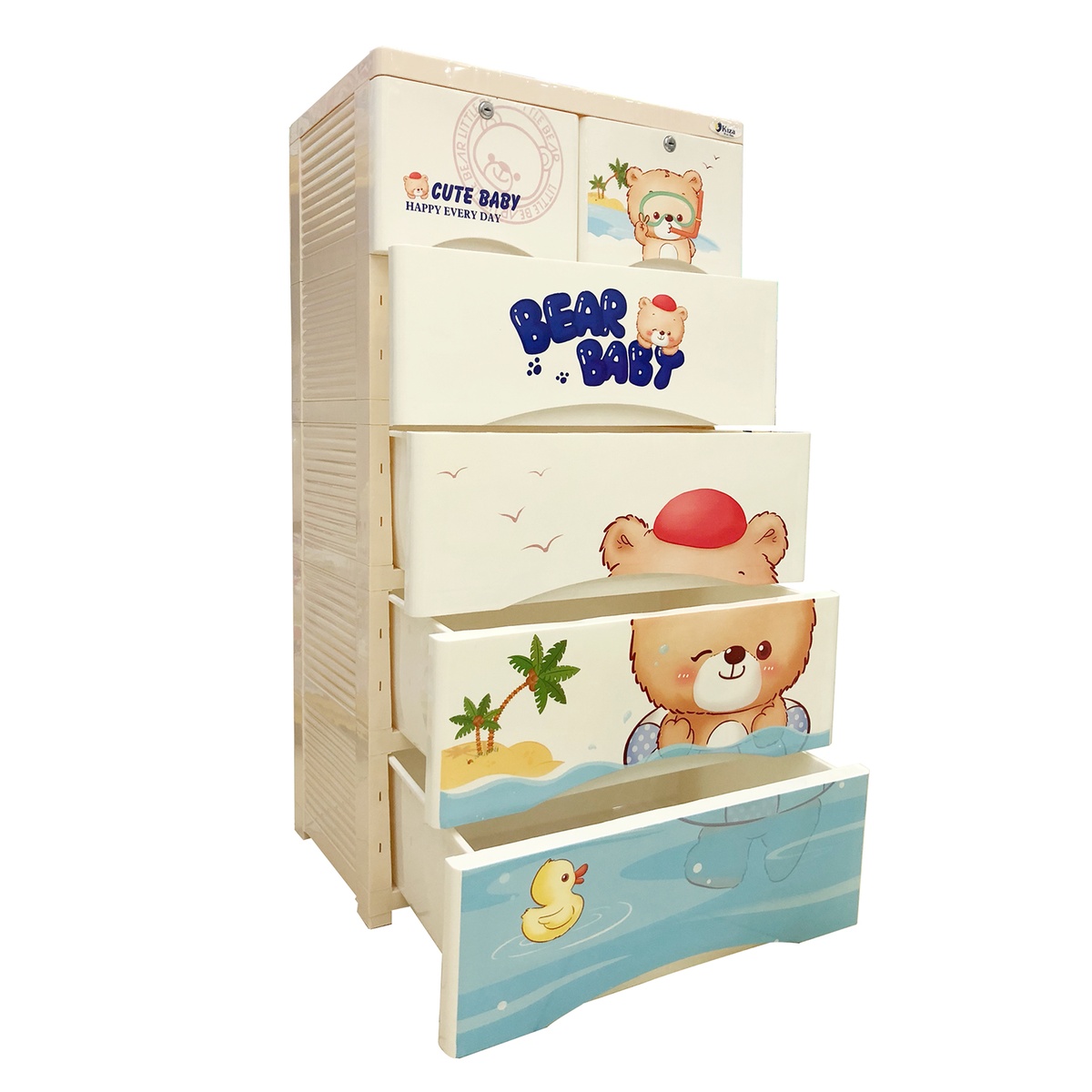 Tủ nhựa Kiza 5 tầng 6 ngăn - góc nghiêng