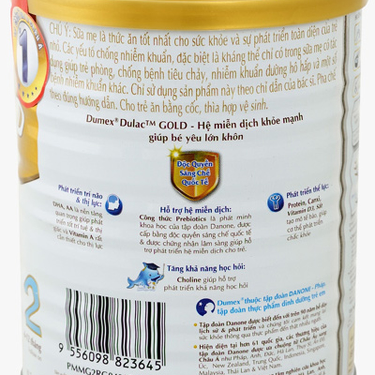 Sữa bột cho bé Dumex Gold 2 400gr - mặt trái