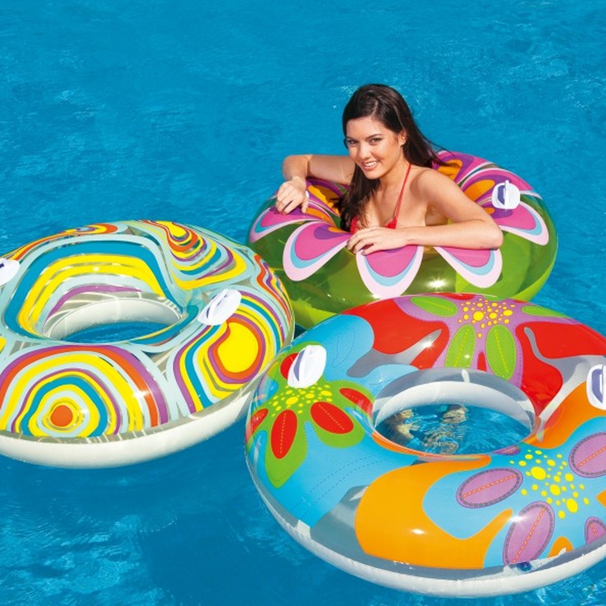 Phao bơi INTEX 58263 - Phao tròn hoa văn 97cm - mặt trái