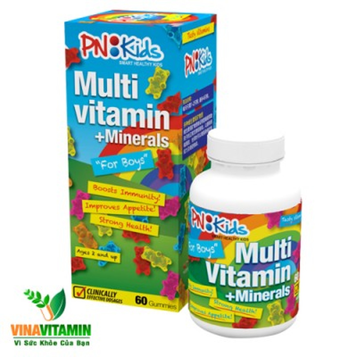 Kẹo dinh dưỡng Multi vitamin Pn Kids Boy 30 v - mặt trước