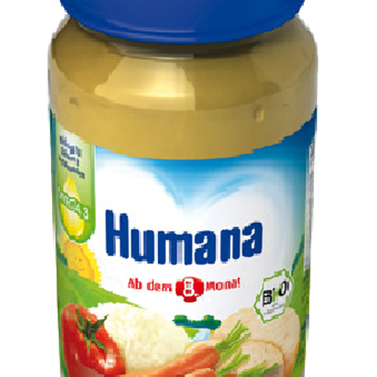 Thức ăn chế biến đóng lọ Humana Tảo chuối PM 190g - mặt trước