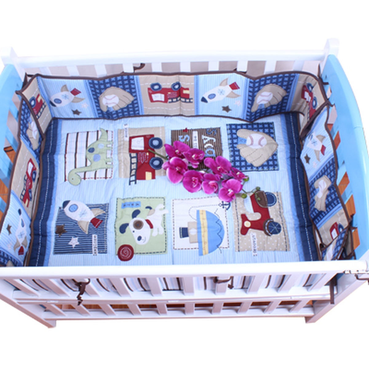 Bộ Full set cho cũi ba món (Quây, ga, chăn đắp) - mặt sau