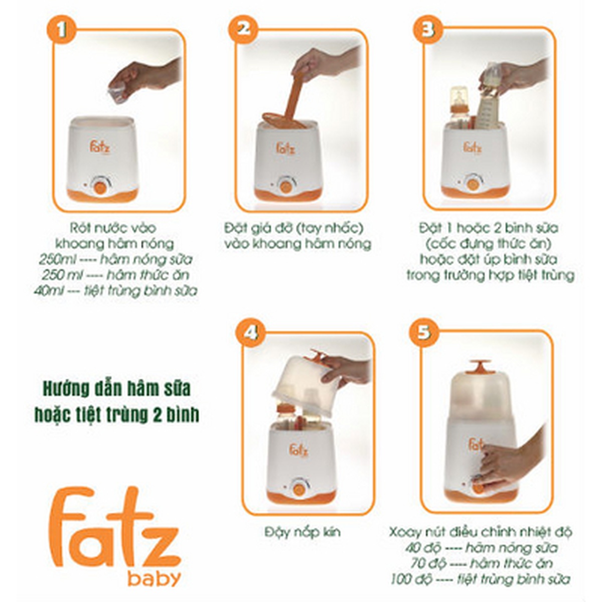 Máy hâm sữa đa năng 2 bình Fatz FB3011SL - góc nghiêng