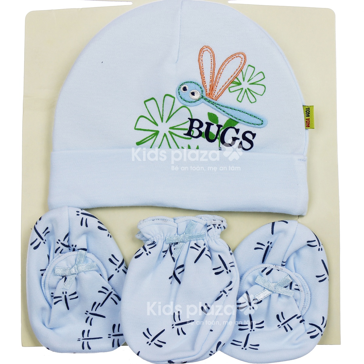 Bộ mũ kèm bao tay sơ sinh tomtom - góc nghiêng