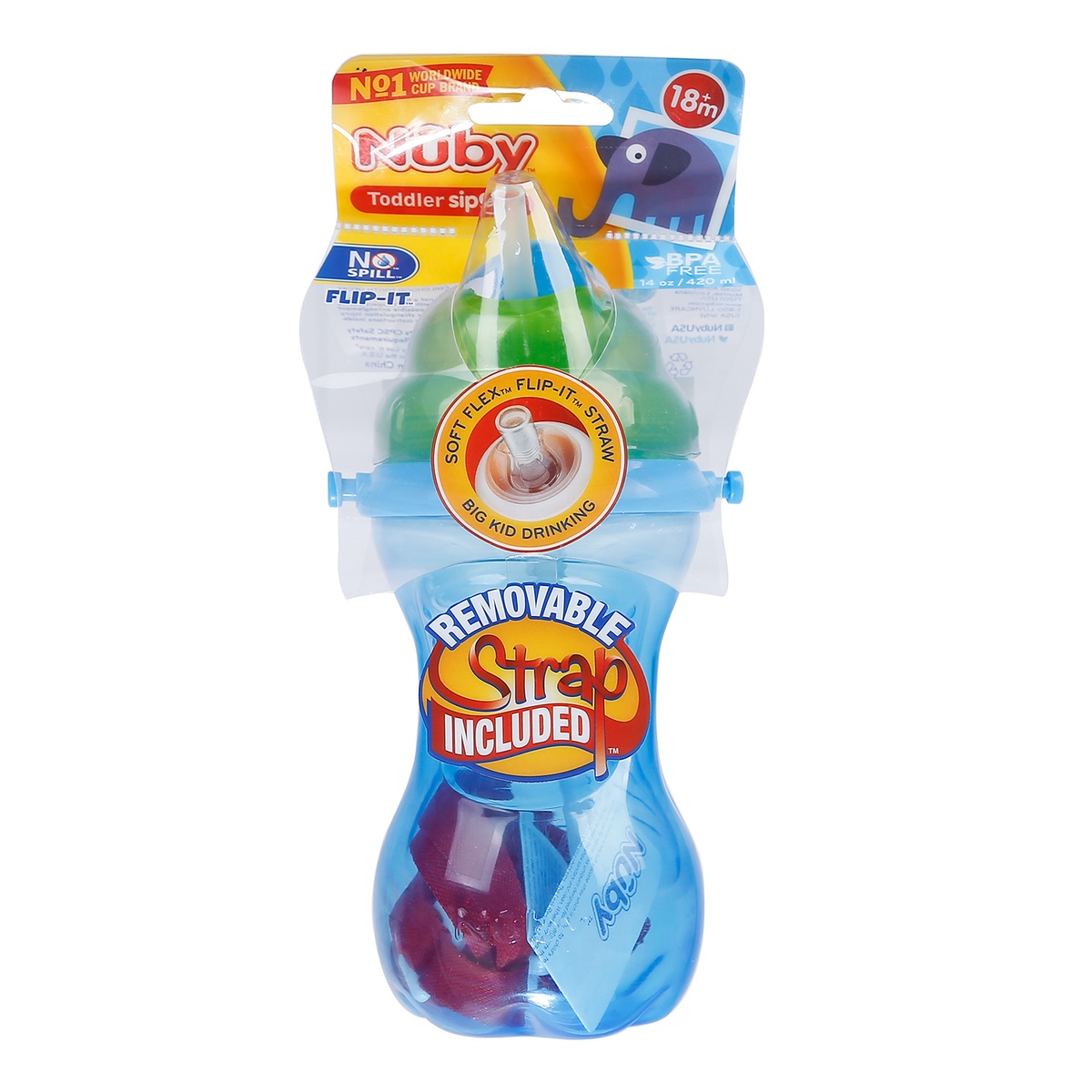 Bình uống nước có ống hút Ruby 420ml (kèm dây đeo) - hình 6