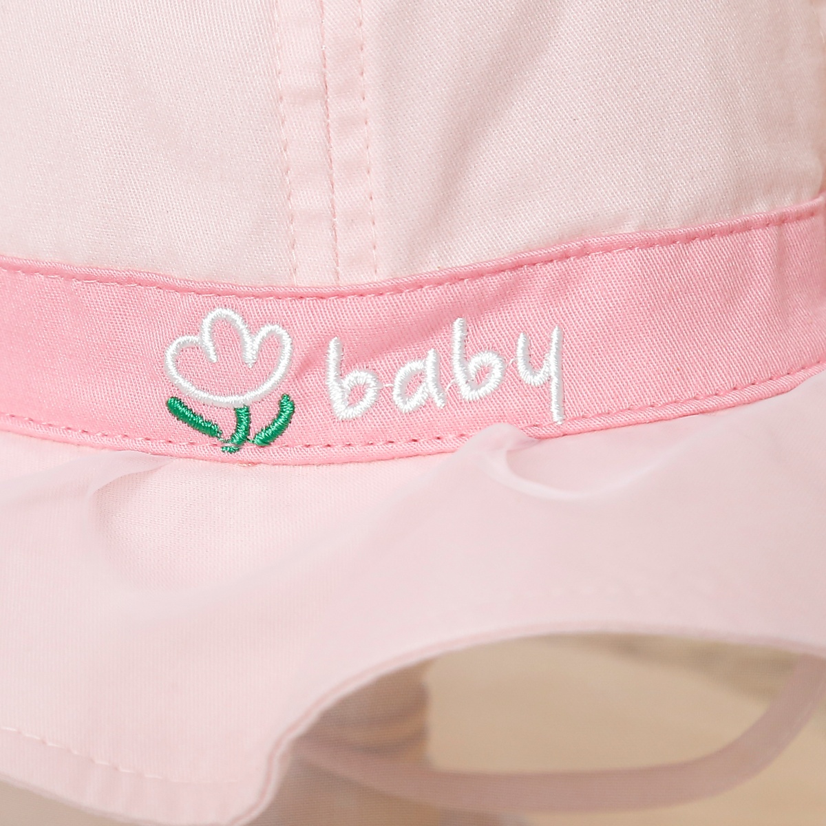 Mũ vành bé gái phủ voan Kidsplaza thêu baby DN25 (Màu Hồng) - mặt phải