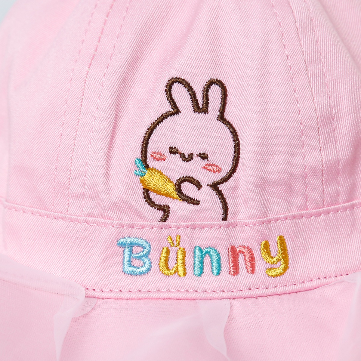 Mũ vành bé gái phủ voan Kidsplaza thêu bunny DN25 (Màu hồng đậm) - mặt trái