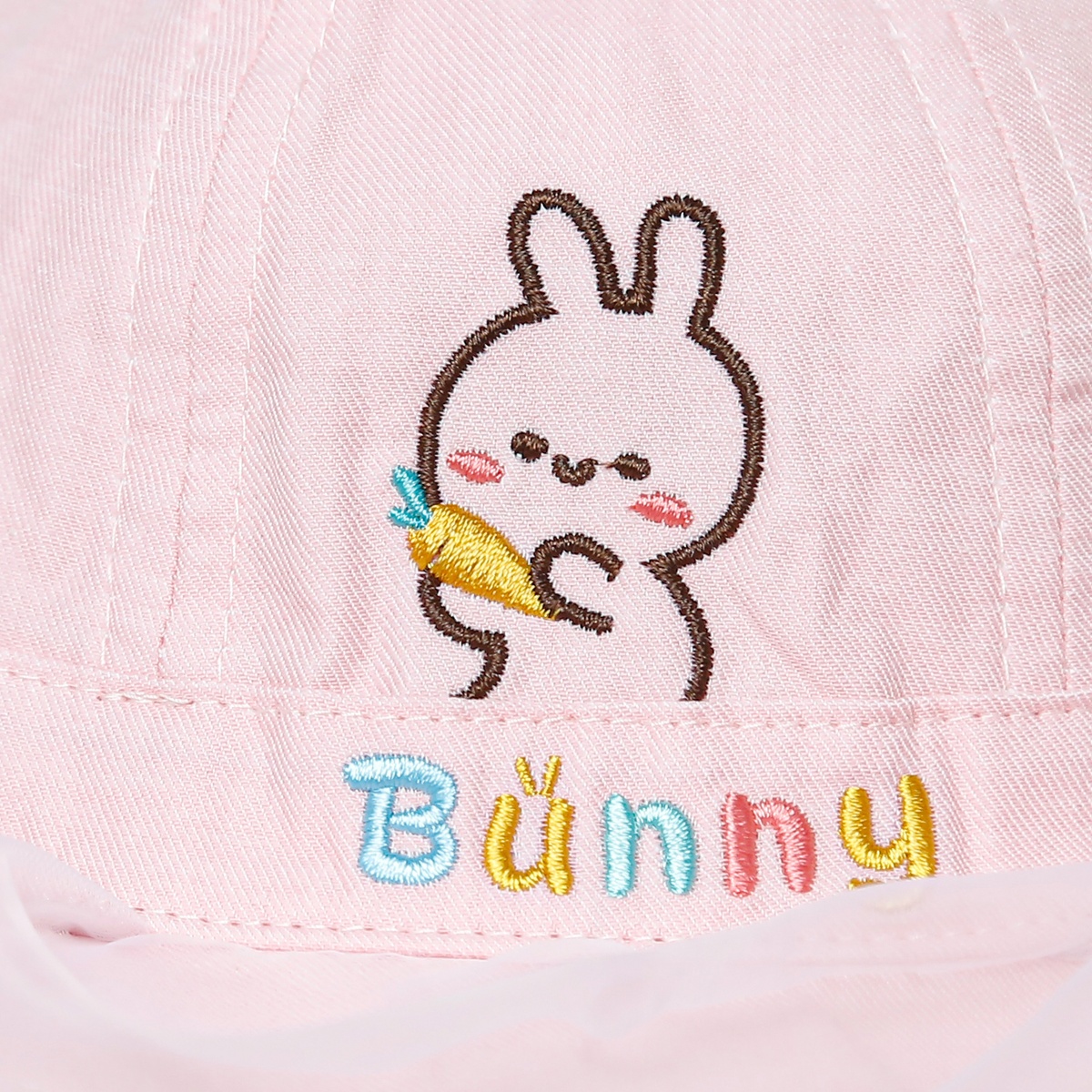 Mũ vành bé gái phủ voan Kidsplaza thêu bunny DN25 (Màu hồng nhạt) - mặt trái