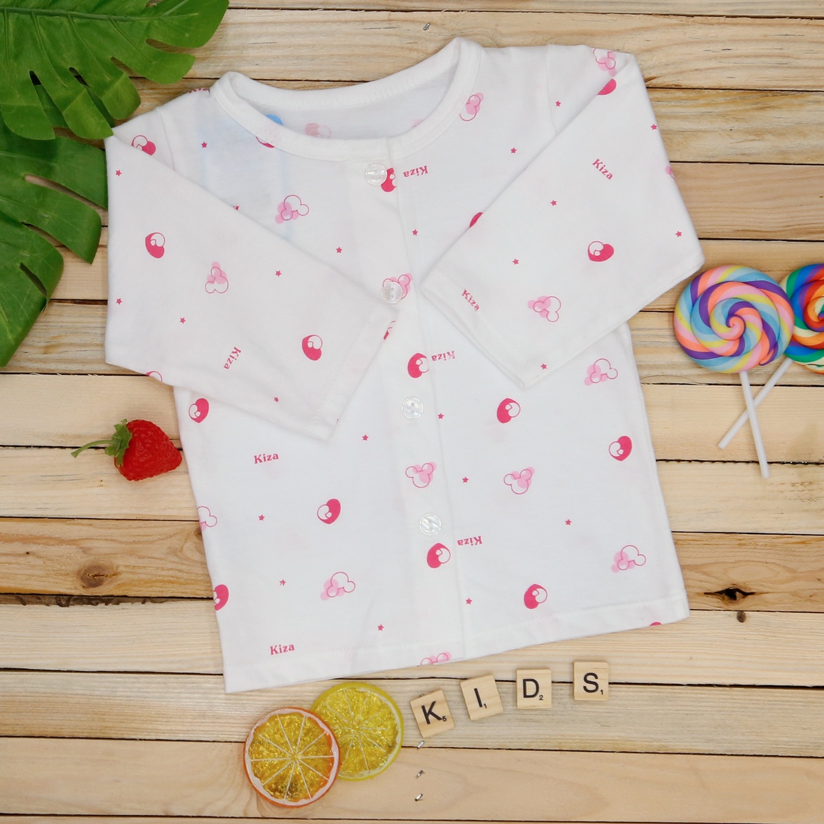 Áo dài tay sơ sinh KIZA in hình chuột TH 3-6M