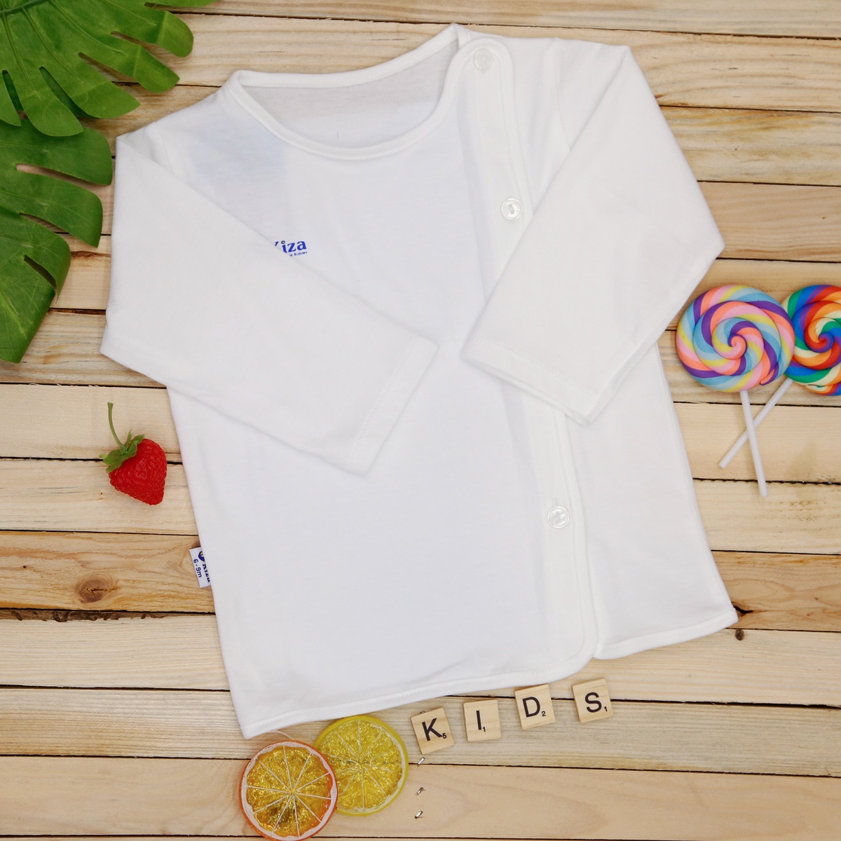 Áo sơ sinh dài tay bác sĩ Kiza (Trắng)