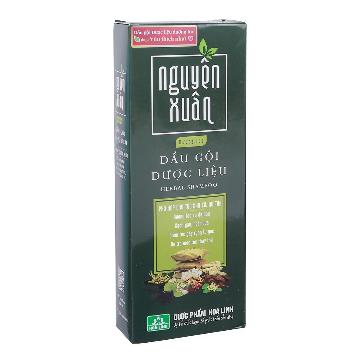 Dầu gội dược liệu Nguyên Xuân màu xanh 200ml  - mặt trái