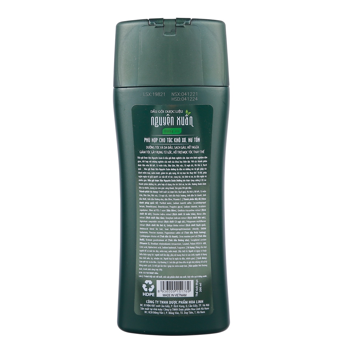 Dầu gội dược liệu Nguyên Xuân màu xanh 200ml  - hình 7