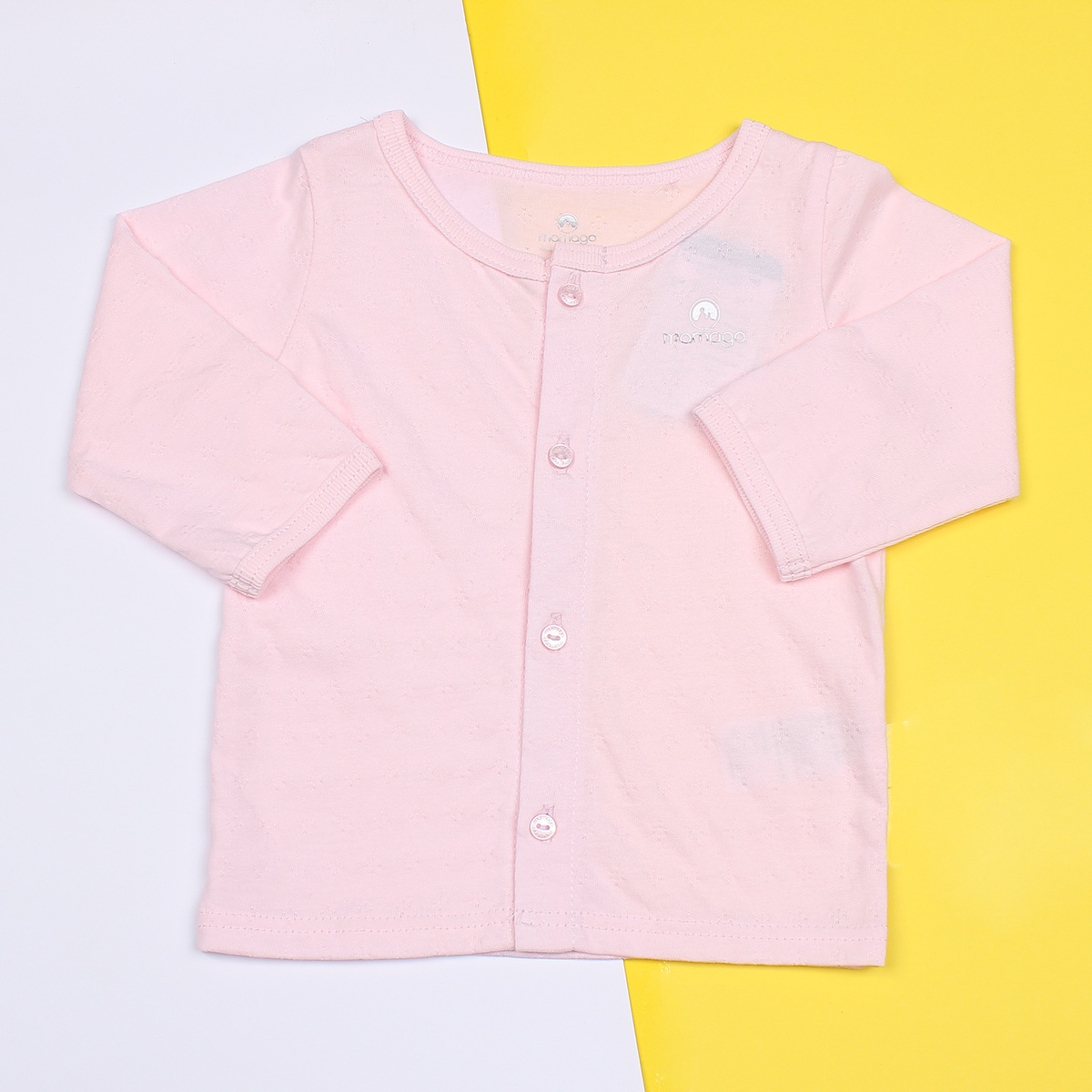 Áo sơ sinh cài giữa tay dài Mamago Vivian K19 (Hồng) - mặt trái