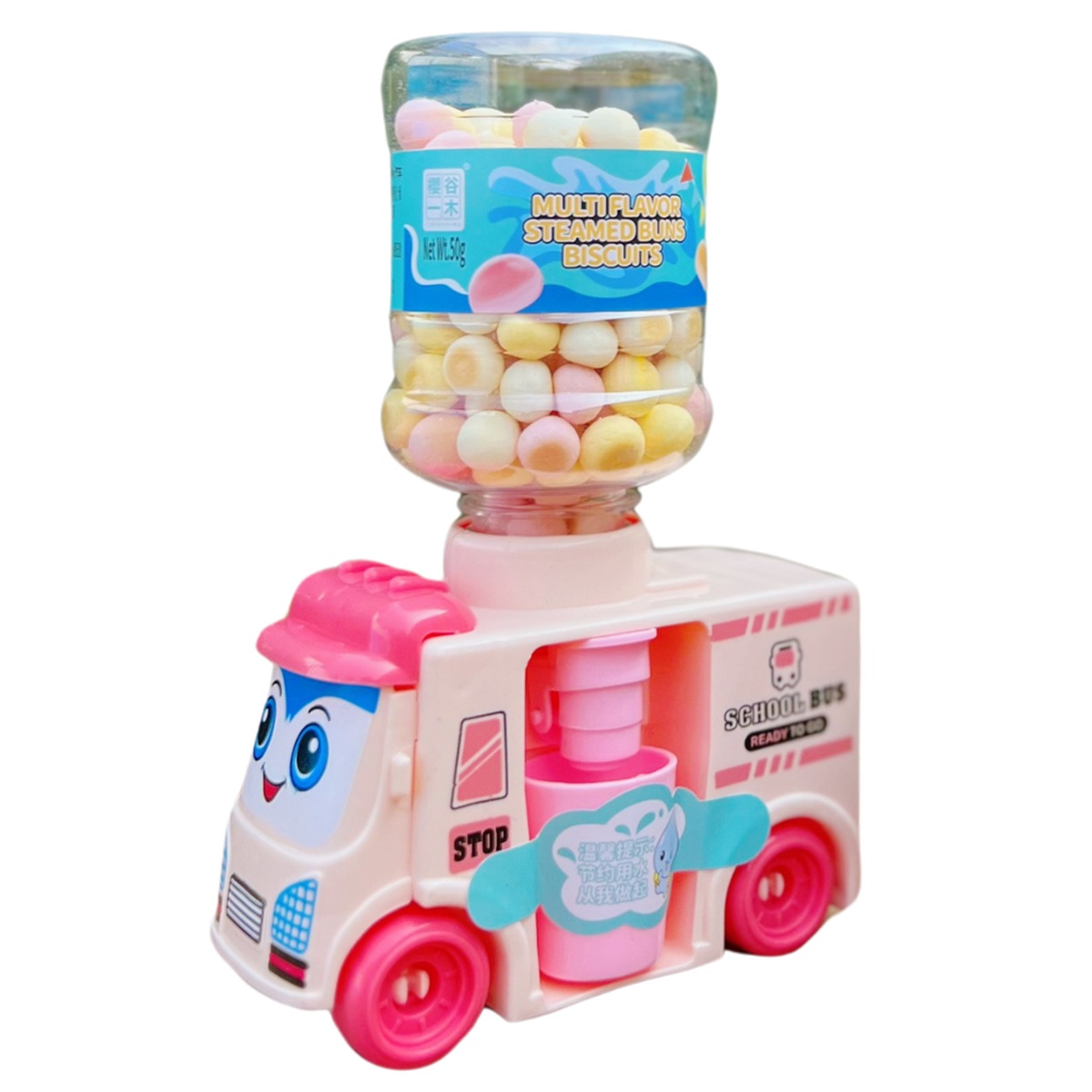Bánh ăn dặm Steamed biscuits mix vị 50g (hình xe bus) cho bé 12M+ - mặt trước