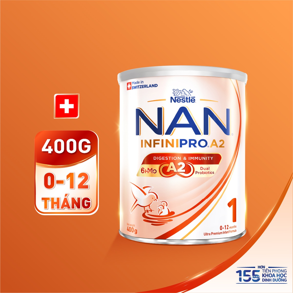 Sữa Nan InfiniPro A2 6HMO số 1 (cho bé 0-12 tháng) 400g - mặt sau
