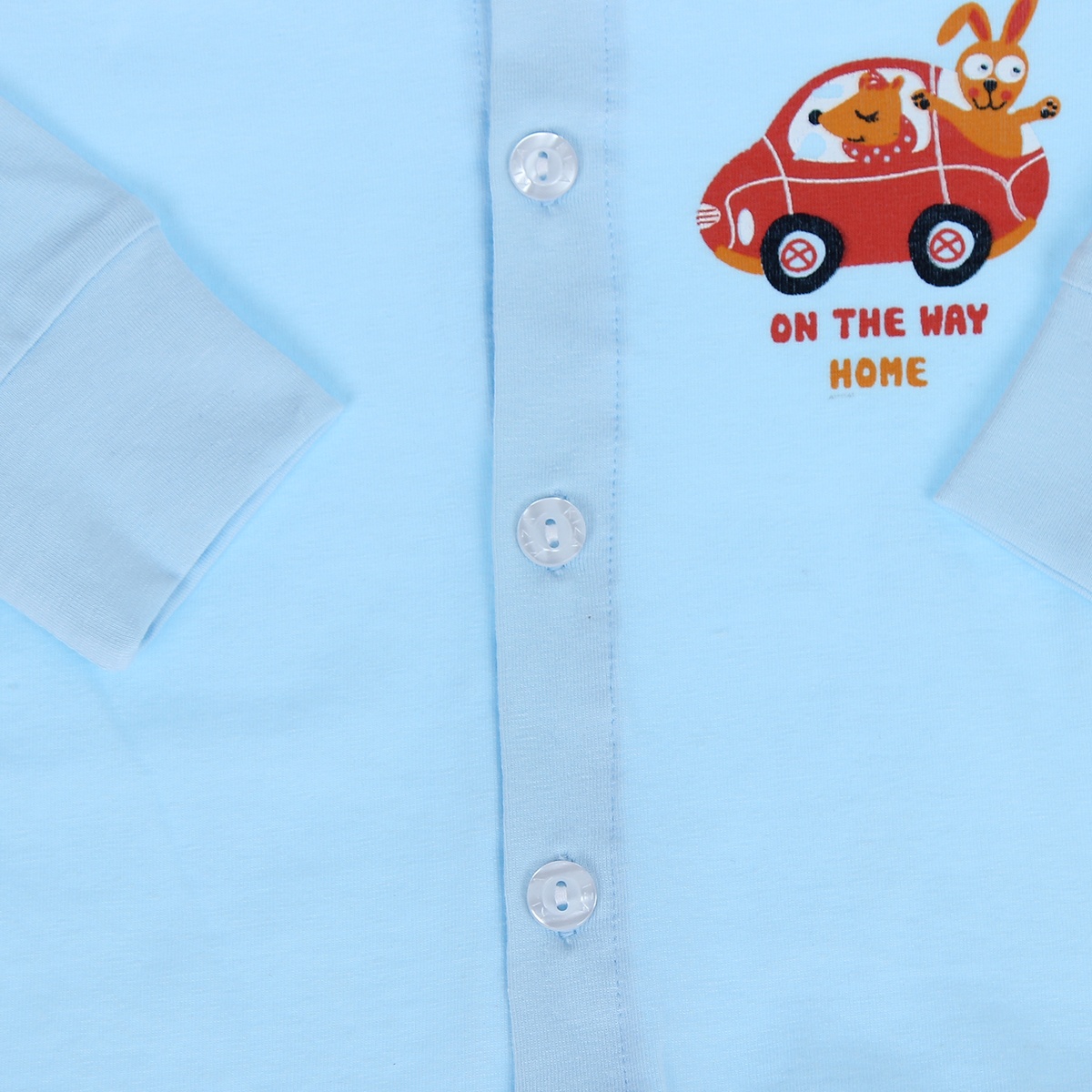 Áo sơ sinh cài giữa tay dài Kiza (Màu Xanh) - mặt phải