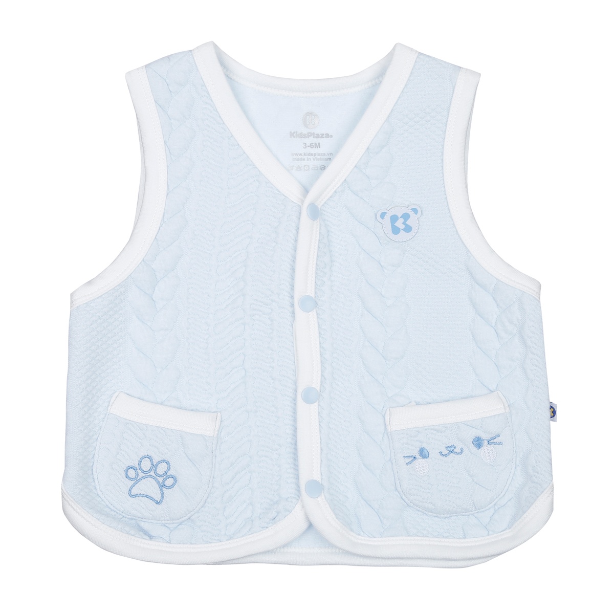 Áo gile cài giữa KidsPlaza vải bông thừng HN23D (Xanh)