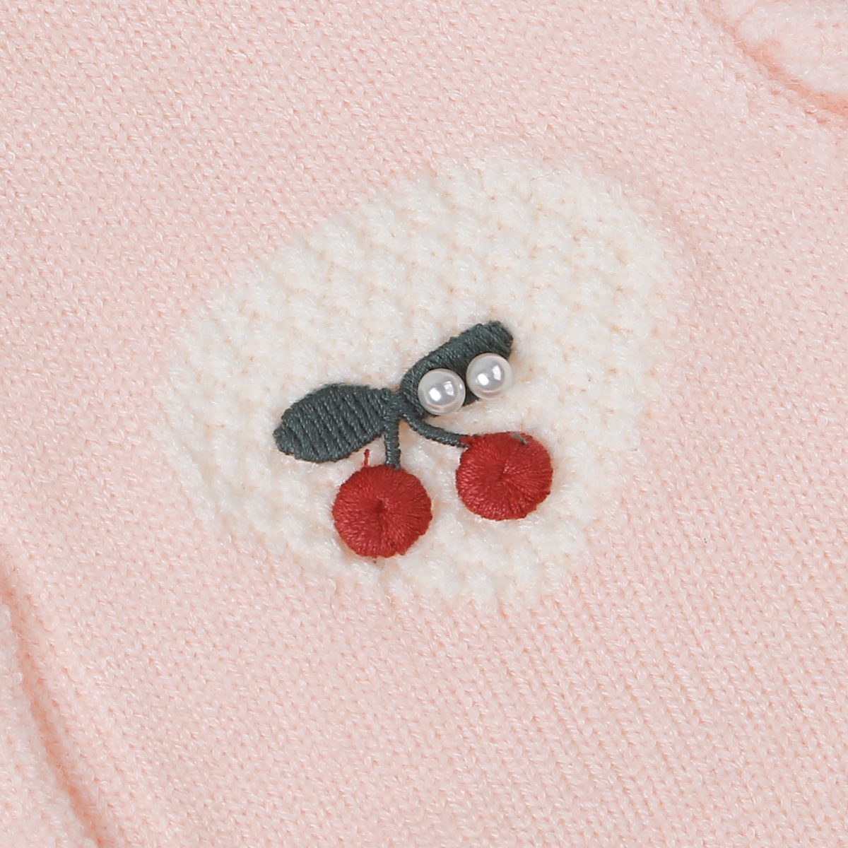 Áo Gile len bé gái Mamago cài cúc Cherry 25M-G08 (Hồng) - mặt phải