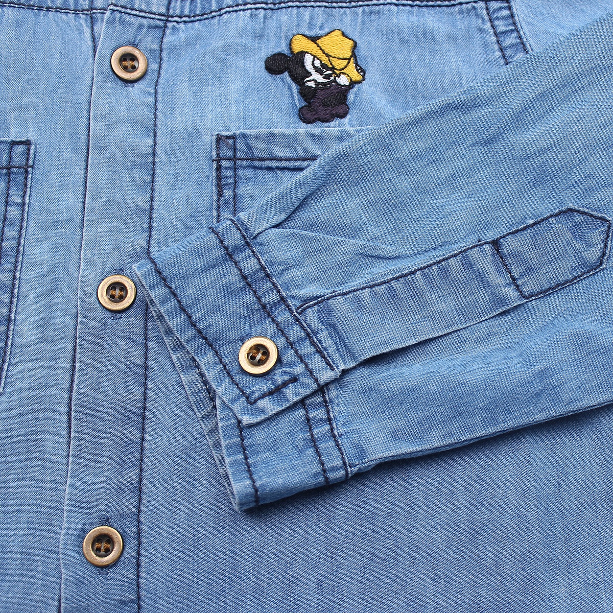 Áo Jeans bé trai dài tay thêu chữ Mamago LN19T - góc nghiêng