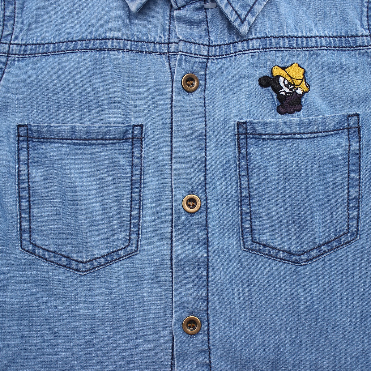 Áo Jeans bé trai dài tay thêu chữ Mamago LN19T - mặt phải