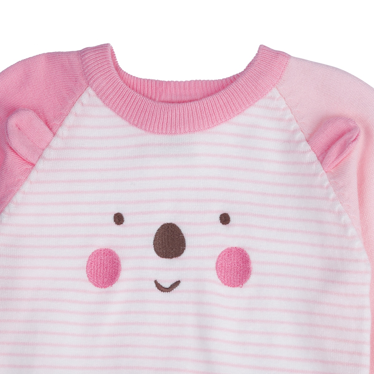 Áo len bé gái dài tay Hello kẻ ngang KidsPlaza ND21D (Hồng) - mặt trái