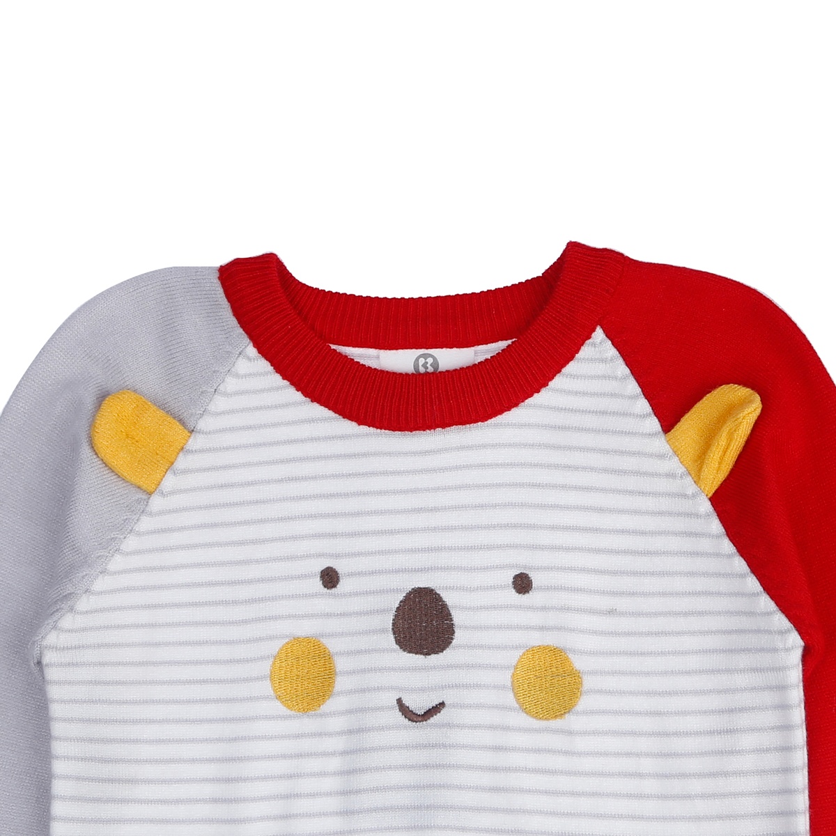 Áo len bé trai dài tay Hello kẻ ngang KidsPlaza ND21D (Ghi) - mặt trái