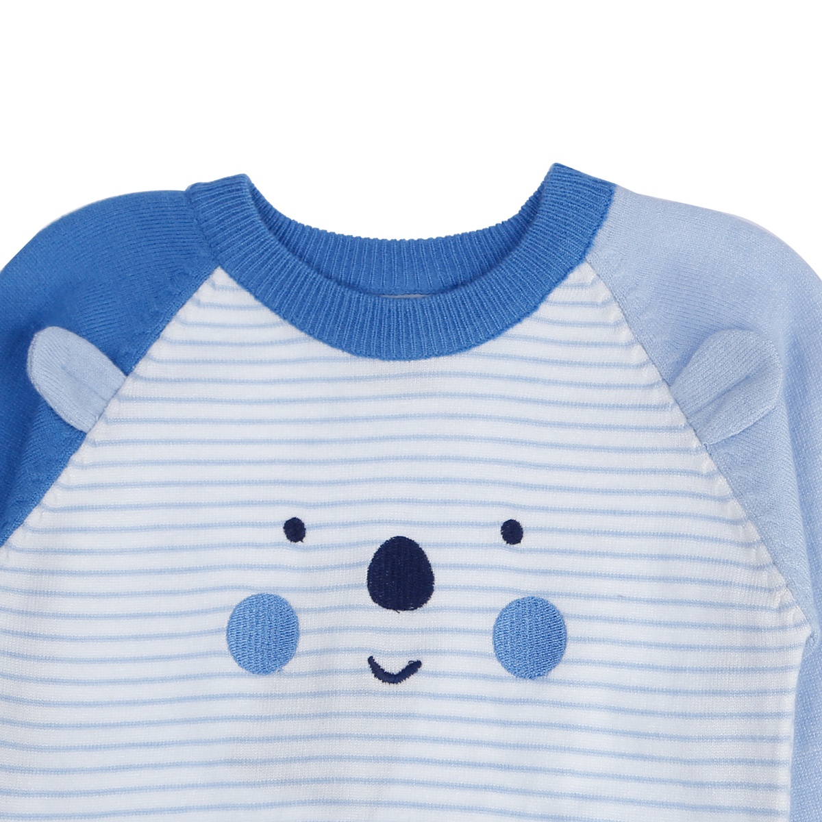 Áo len bé trai dài tay Hello kẻ ngang KidsPlaza ND21D (Xanh Nhạt) - mặt trái