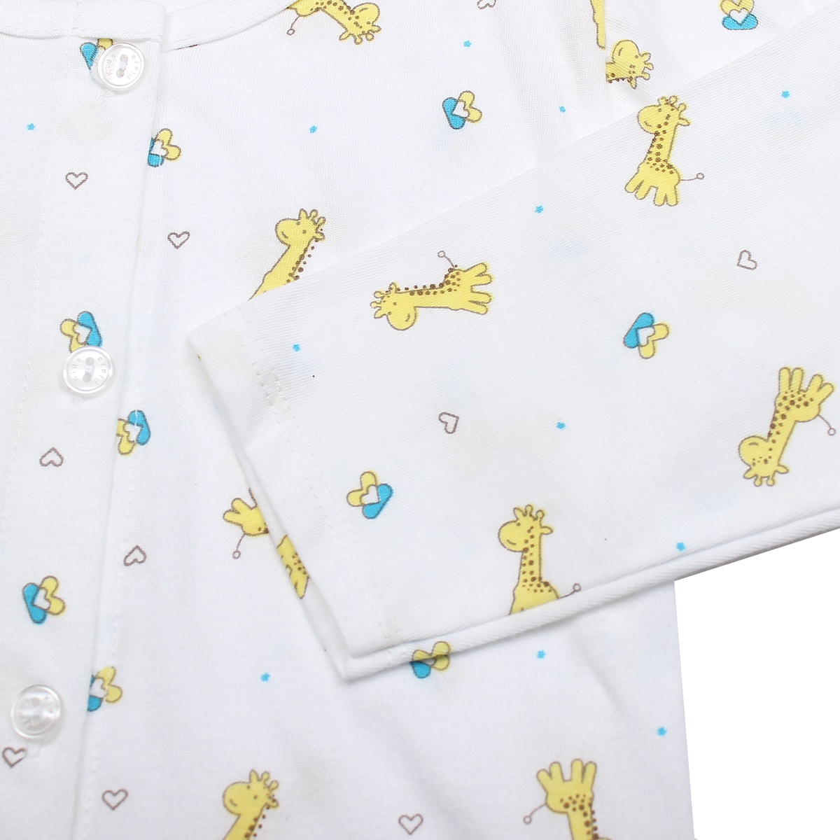 Áo sơ sinh dài tay KidsPlaza in hình chú hươu cao cổ (Trắng vàng) - mặt trái
