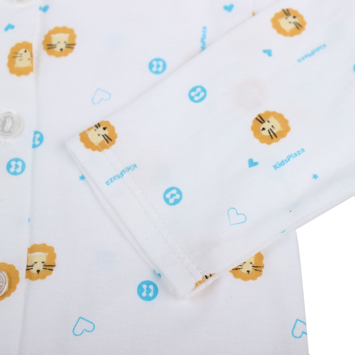 Áo sơ sinh dài tay KidsPlaza in hình sư tử (Trắng Cam) 3-6M - mặt trái