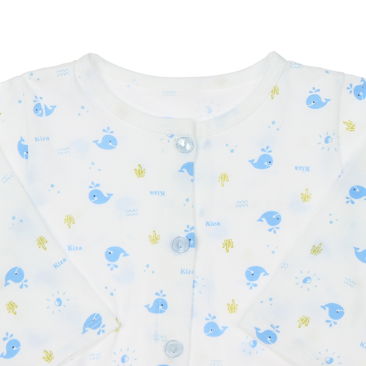 Áo sơ sinh dài tay Kiza in hình cá heo 3-6M (Trắng Xanh) - góc nghiêng