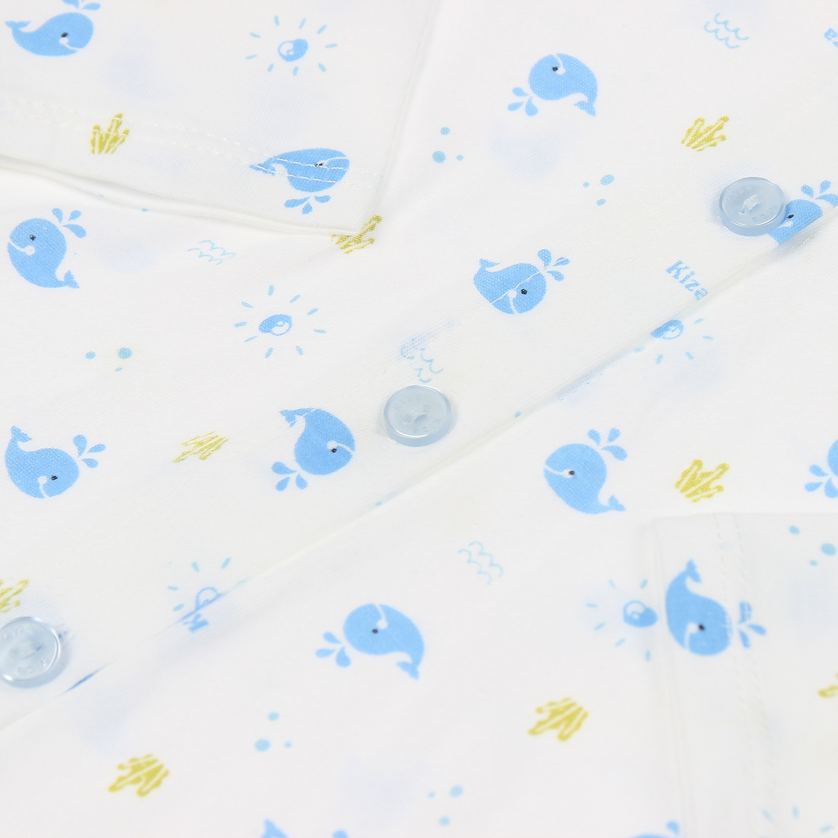 Áo sơ sinh dài tay Kiza in hình cá heo 3-6M (Trắng Xanh) - mặt phải