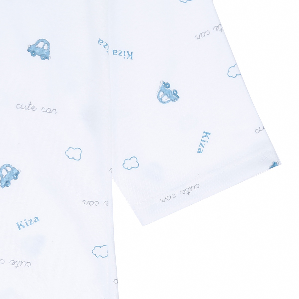Áo sơ sinh dài tay Kiza in hình Ô Tô (Trắng Xanh) 6-9M - mặt sau