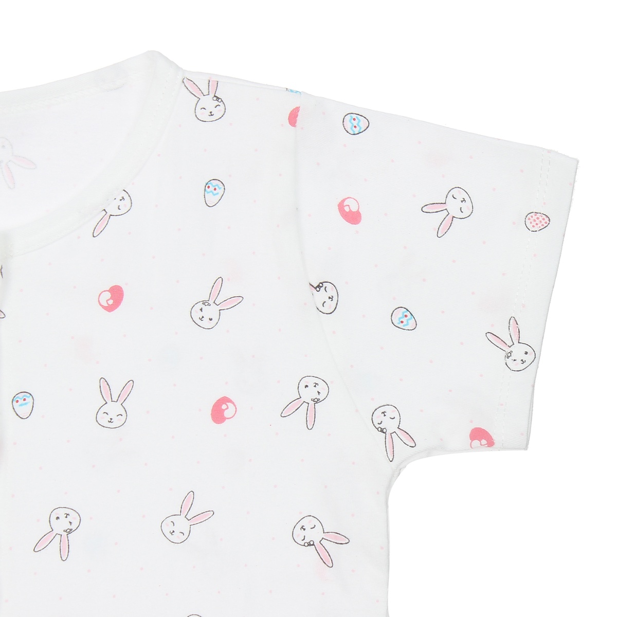 Áo sơ sinh Kiza cộc in hình thỏ (Trắng hồng) 3-6M - góc nghiêng