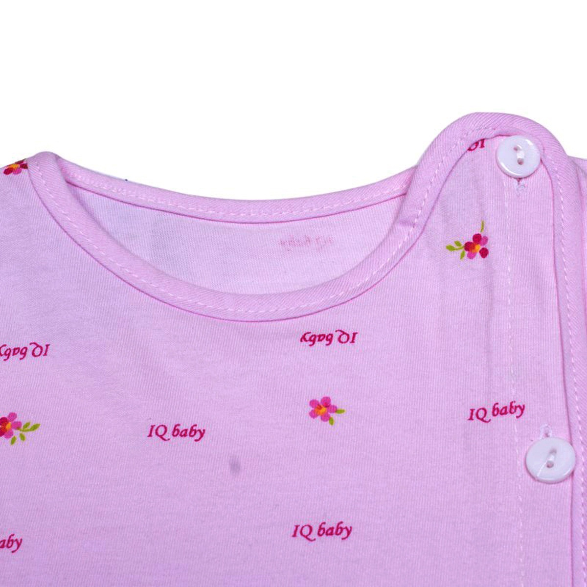 Áo sơ sinh tay dài cài lệch IQ Baby (Hồng phấn) - mặt trái