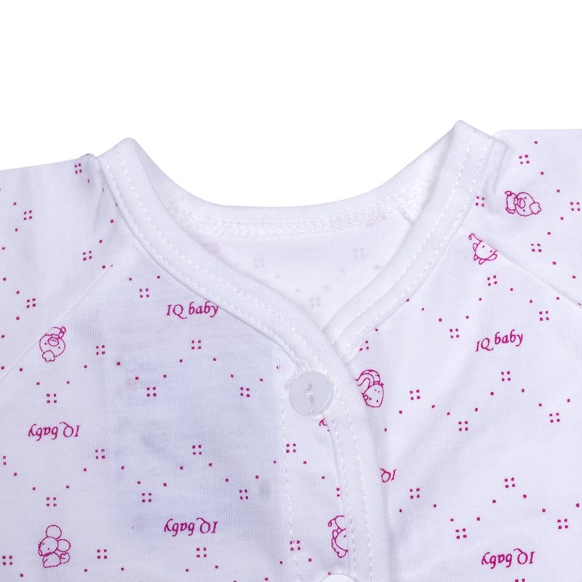 Áo sơ sinh tay ngắn cài giữa IQ BaBy (Trắng Hồng) - mặt phải