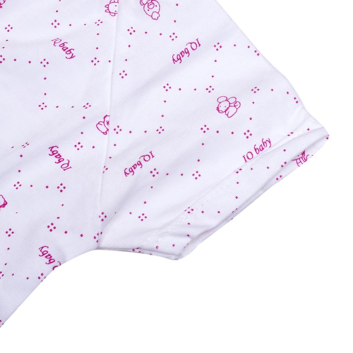 Áo sơ sinh tay ngắn cài giữa IQ BaBy (Trắng Hồng) - mặt trái