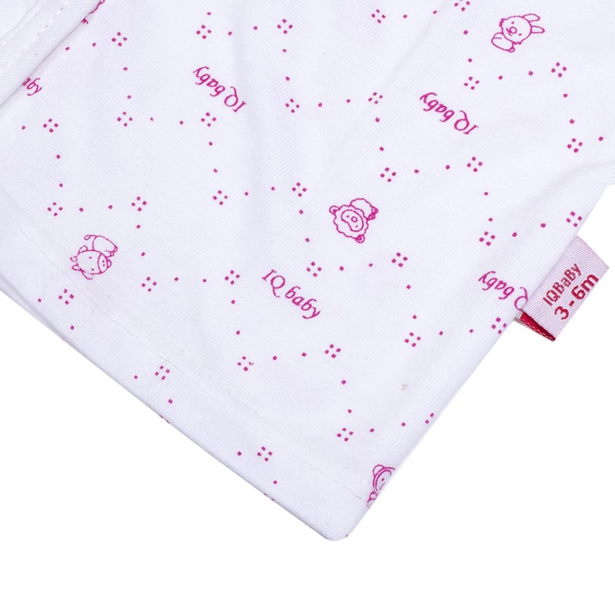 Áo sơ sinh tay ngắn cài giữa IQ BaBy (Trắng Hồng) - mặt sau