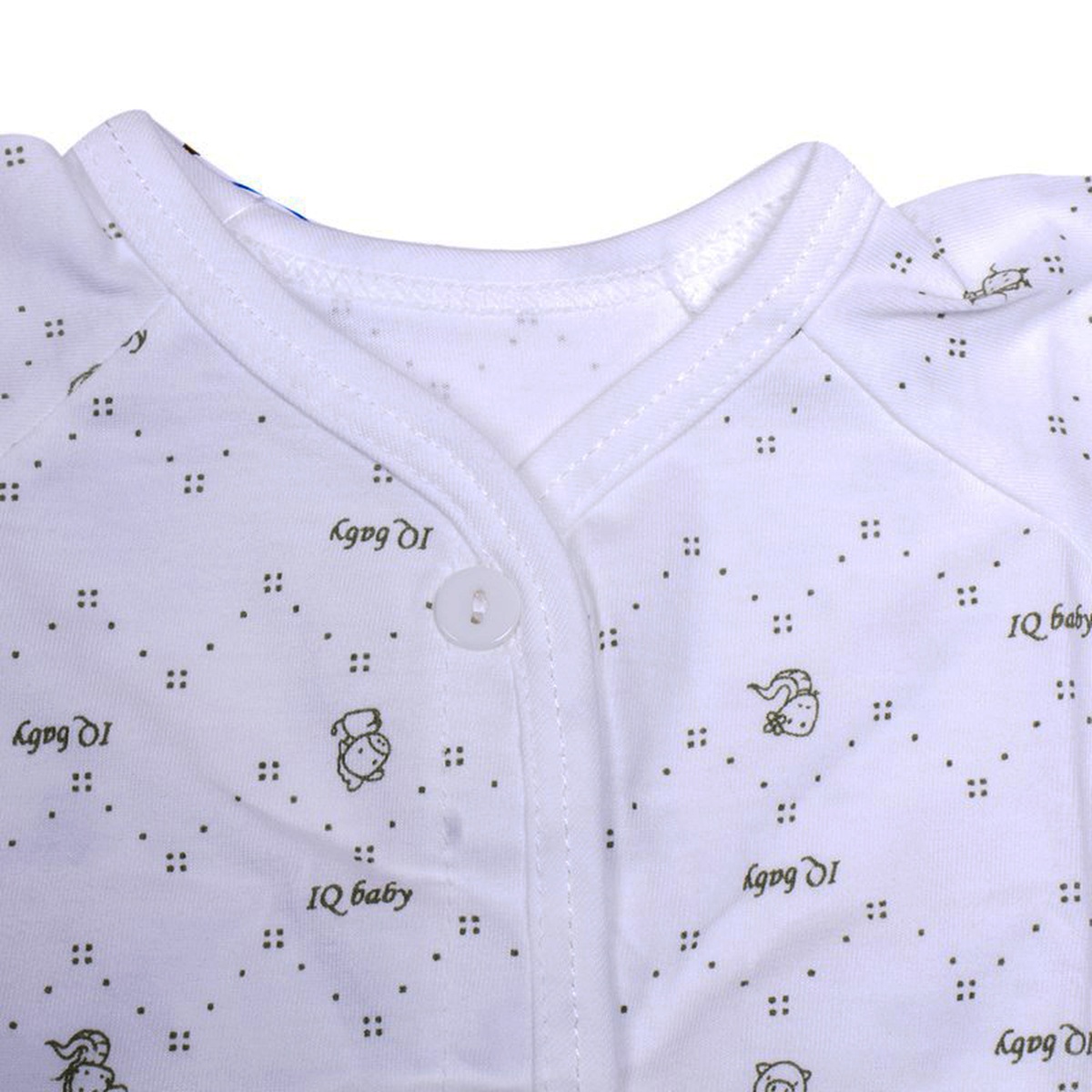 Áo sơ sinh tay ngắn cài giữa IQ BaBy (Trắng xanh) - mặt trái