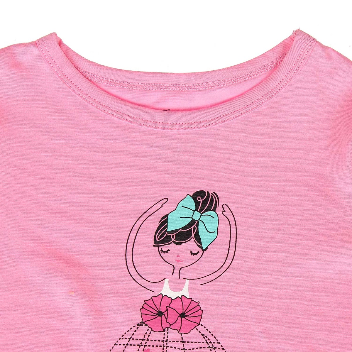 Áo tay dài bé gái in cô gái múa ballet Kiza (Hồng) - góc nghiêng