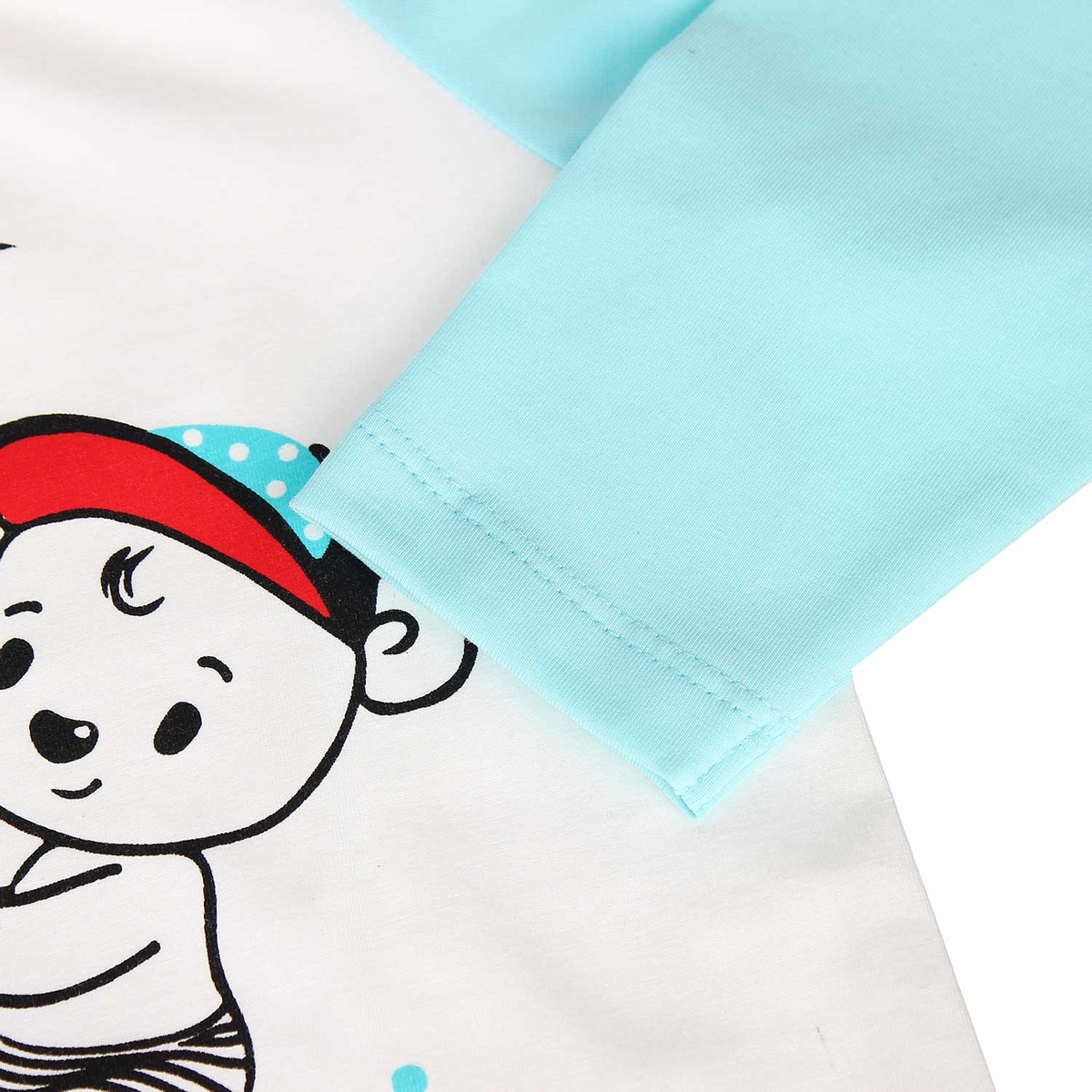 Áo tay dài bé trai in chú gấu lướt ván Mamago (xanh) - góc nghiêng