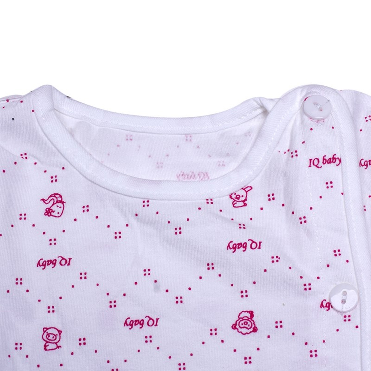 Áo tay dài sơ sinh cài lệch IQ Baby (Trắng Hồng) - mặt trái
