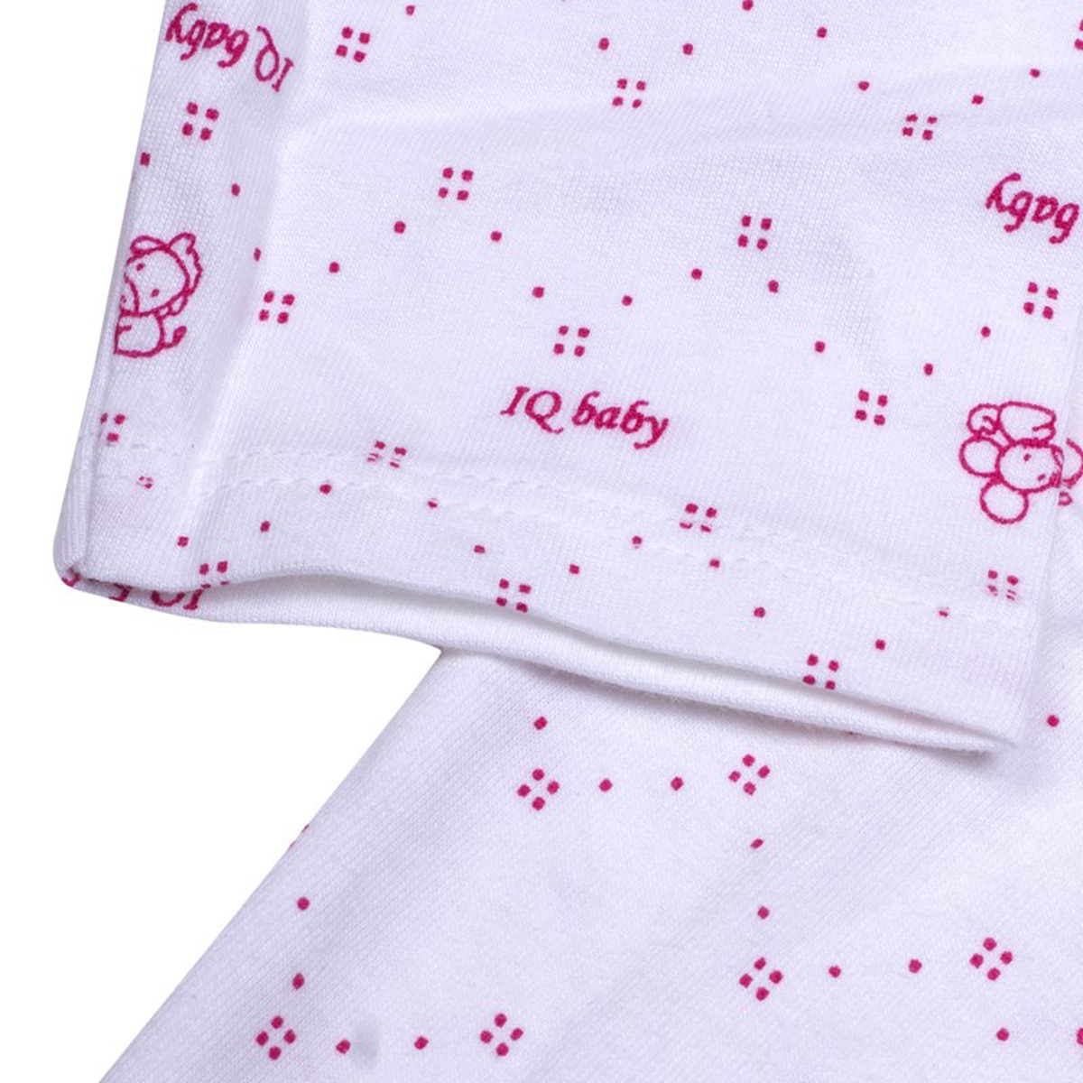 Áo tay dài sơ sinh cài lệch IQ Baby (Trắng Hồng) - mặt phải