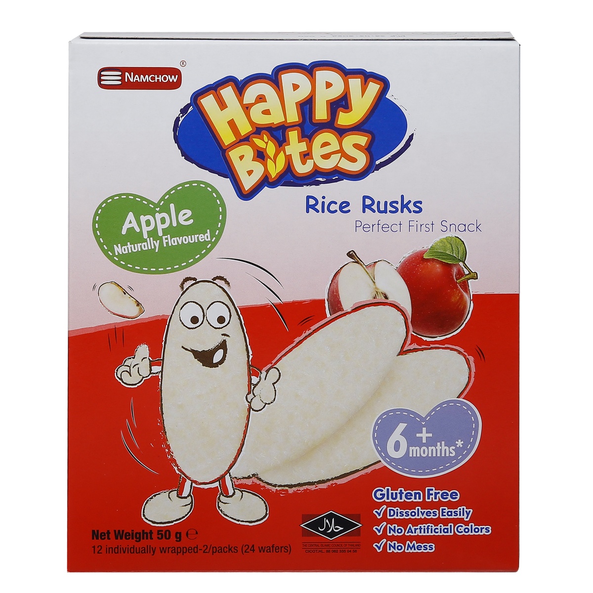Bánh gạo ăn dặm Happy Bites vị táo 50g - mặt trước
