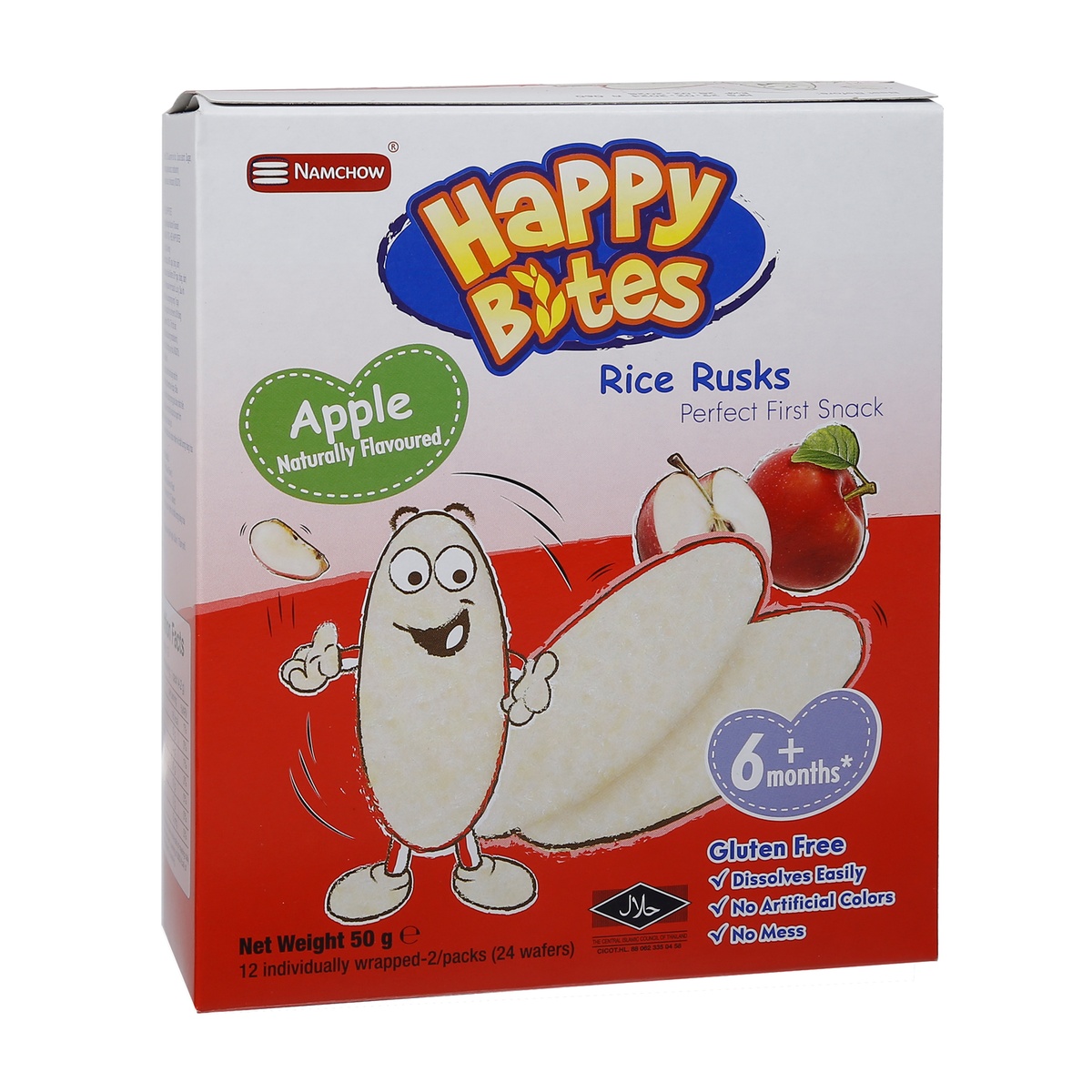 Bánh gạo ăn dặm Happy Bites vị táo 50g - mặt trái