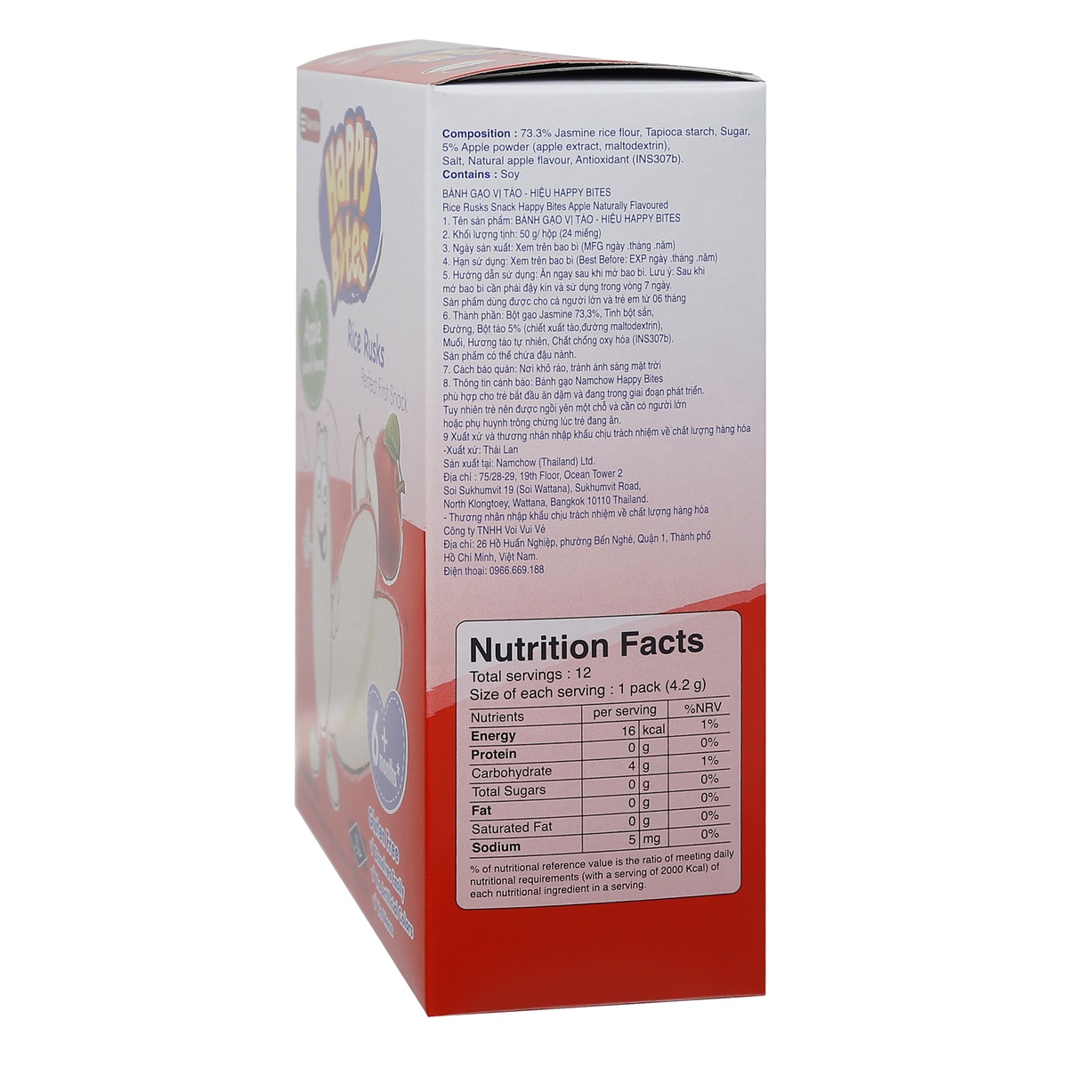 Bánh gạo ăn dặm Happy Bites vị táo 50g - mặt phải