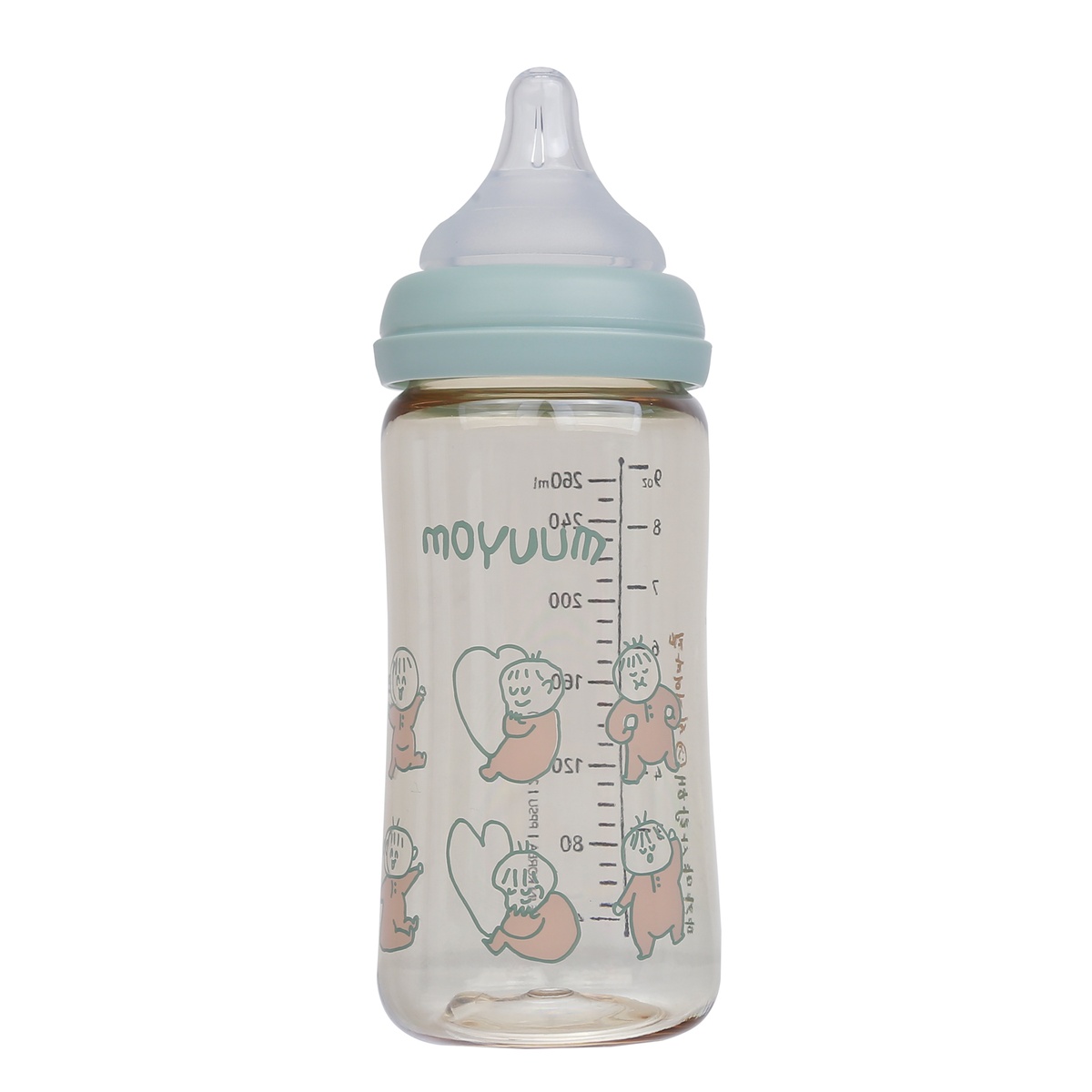 Bình sữa Moyuum Ogu Ogu xanh 270ml - mặt phải