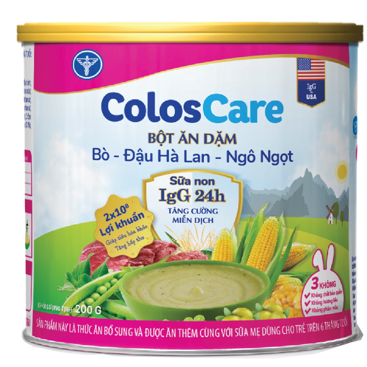Bột ăn dặm ColosCare vị bò đậu Hà Lan ngô ngọt 200g